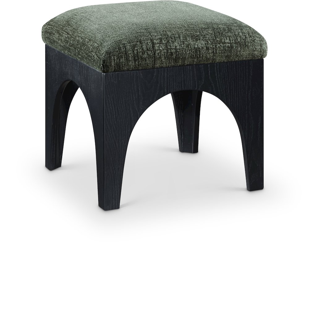 Lawson Green Chenille Fabric Upholstered Ottoman. Picture 1