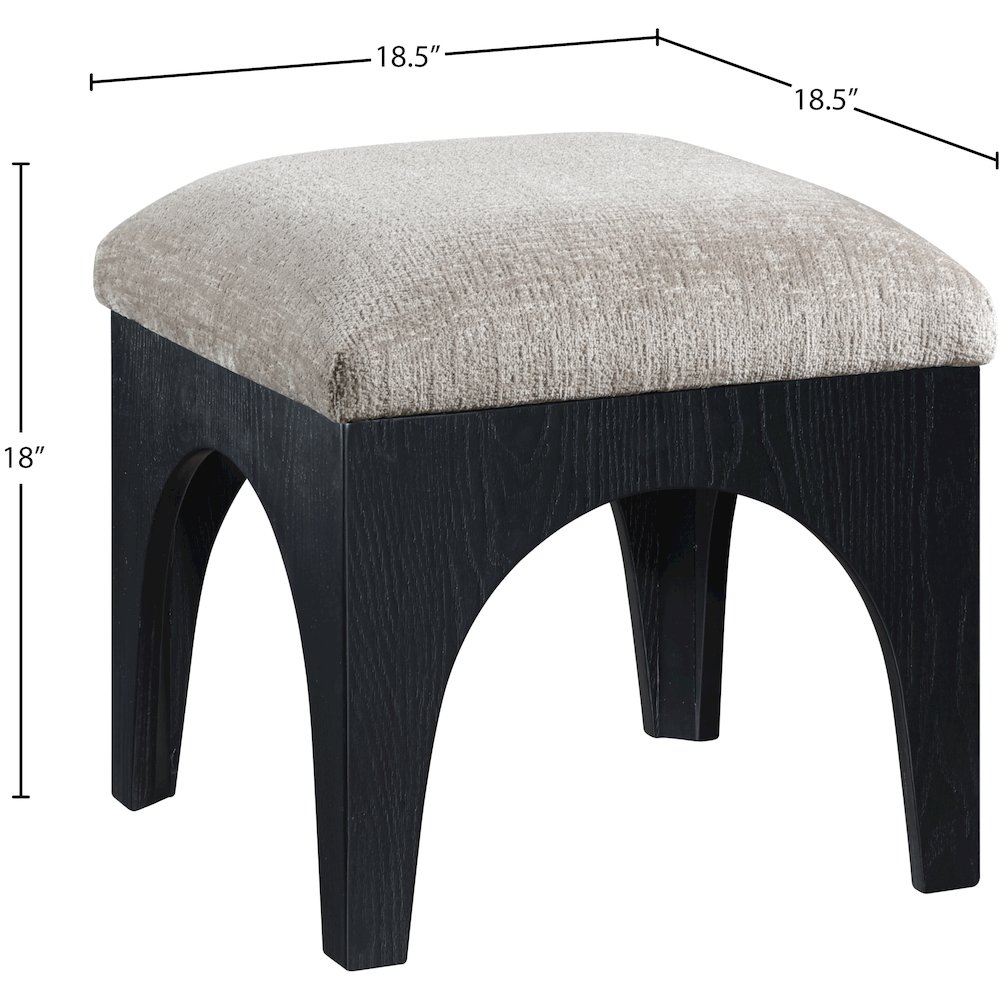 Lawson Grey Chenille Fabric Upholstered Ottoman. Picture 4