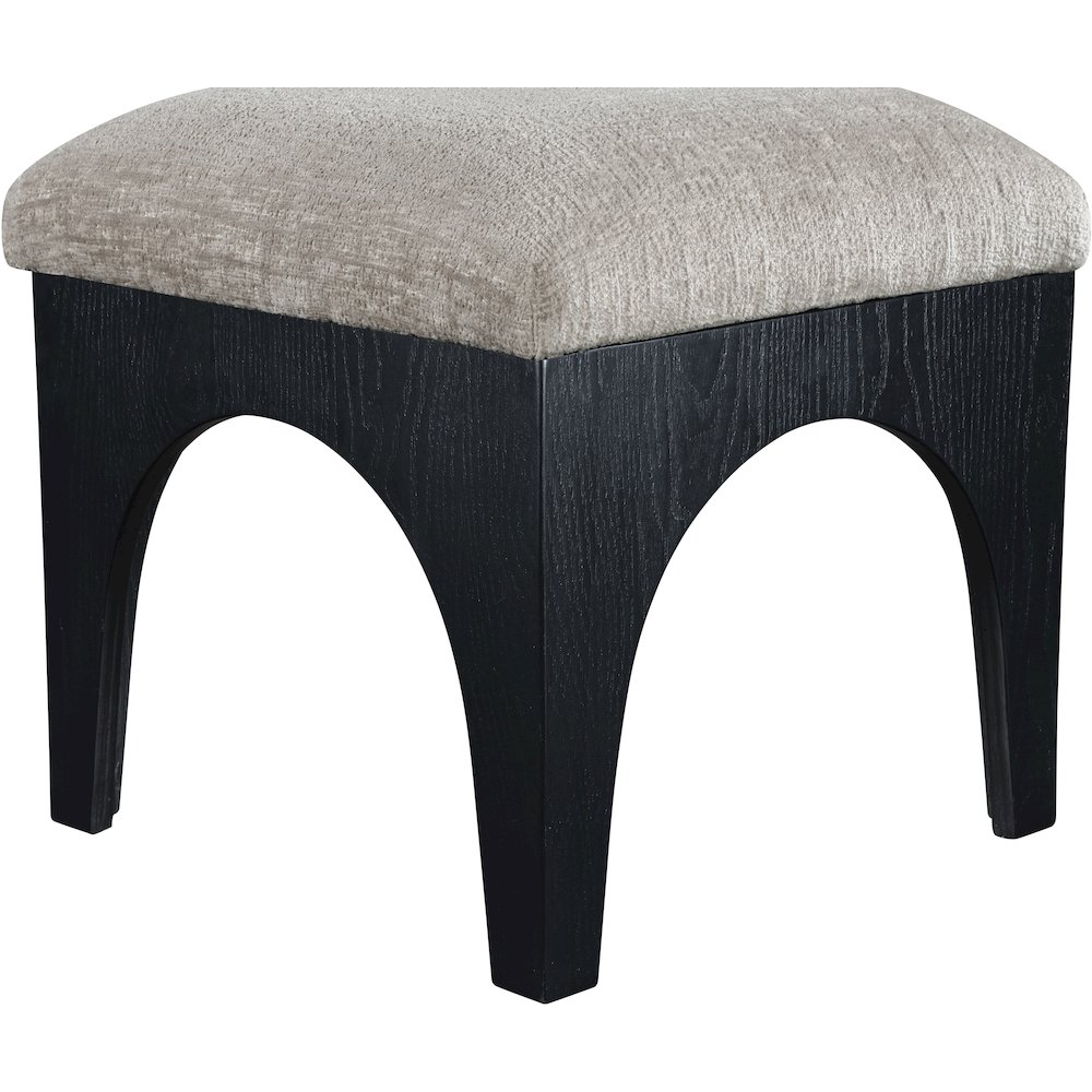 Lawson Grey Chenille Fabric Upholstered Ottoman. Picture 3