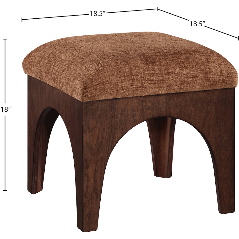 Lawson Cognac Chenille Fabric Upholstered Ottoman. Picture 4