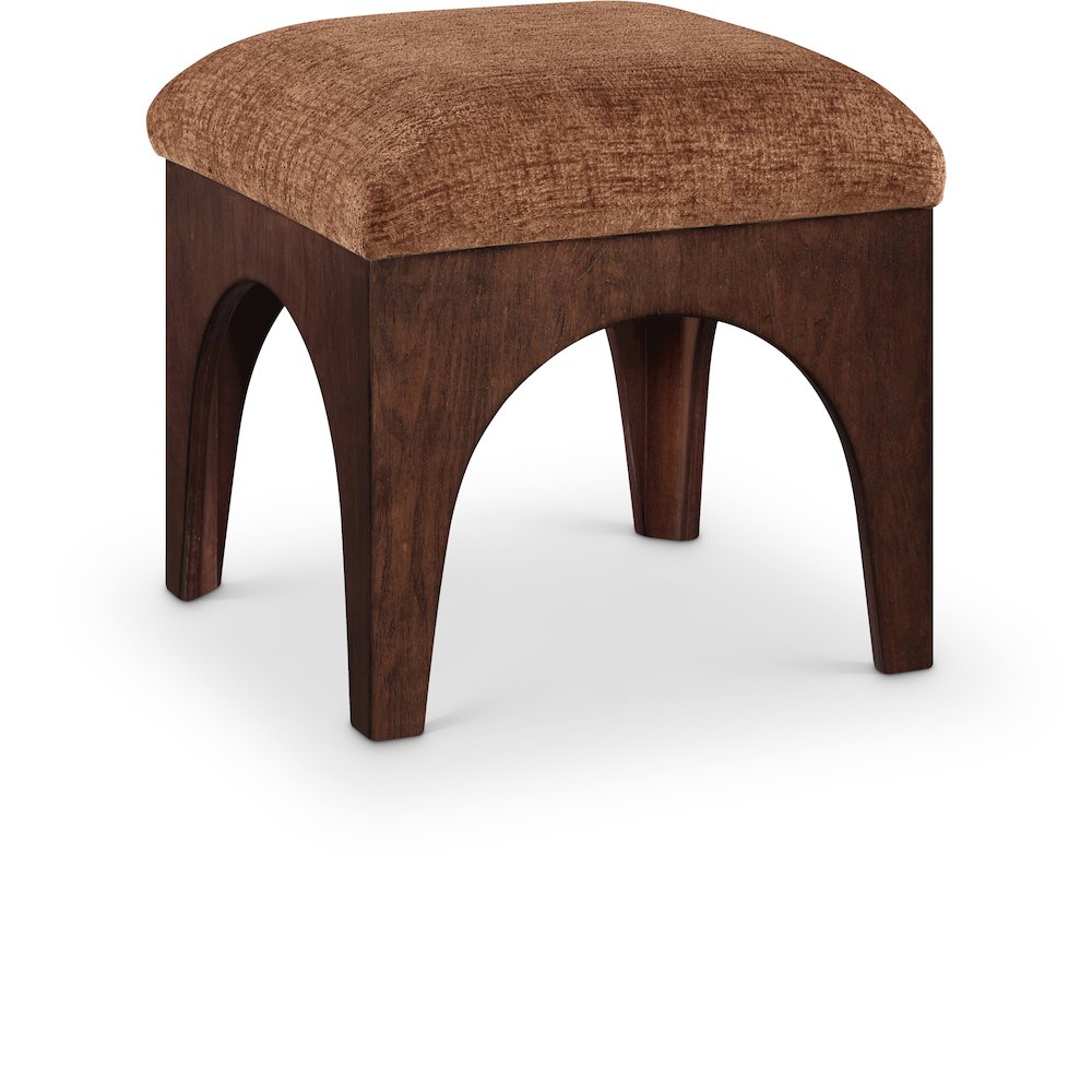 Lawson Cognac Chenille Fabric Upholstered Ottoman. Picture 1