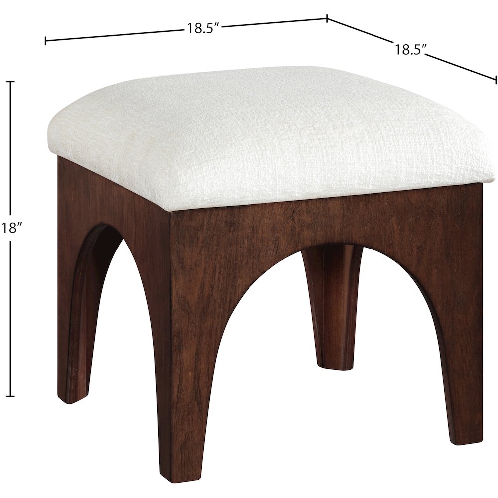 Lawson Cream Chenille Fabric Upholstered Ottoman. Picture 4