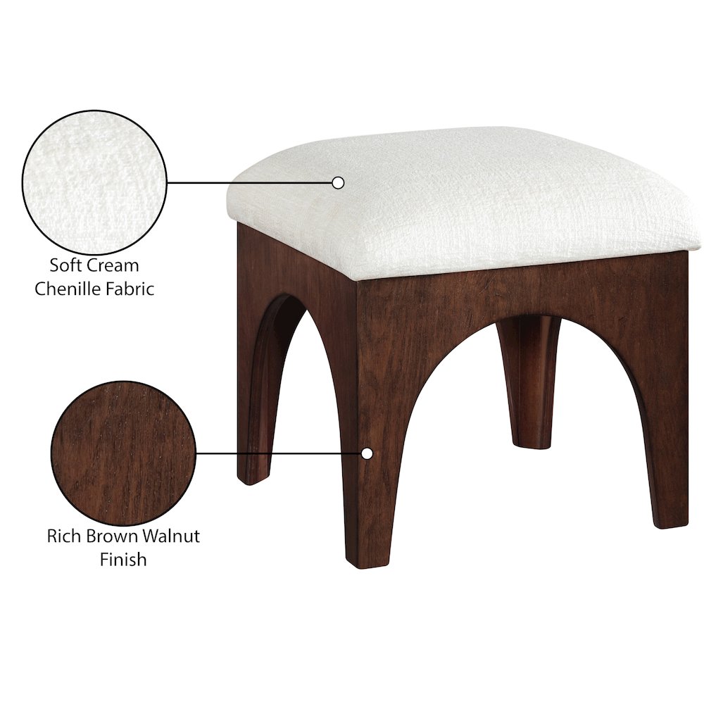 Lawson Cream Chenille Fabric Upholstered Ottoman. Picture 5