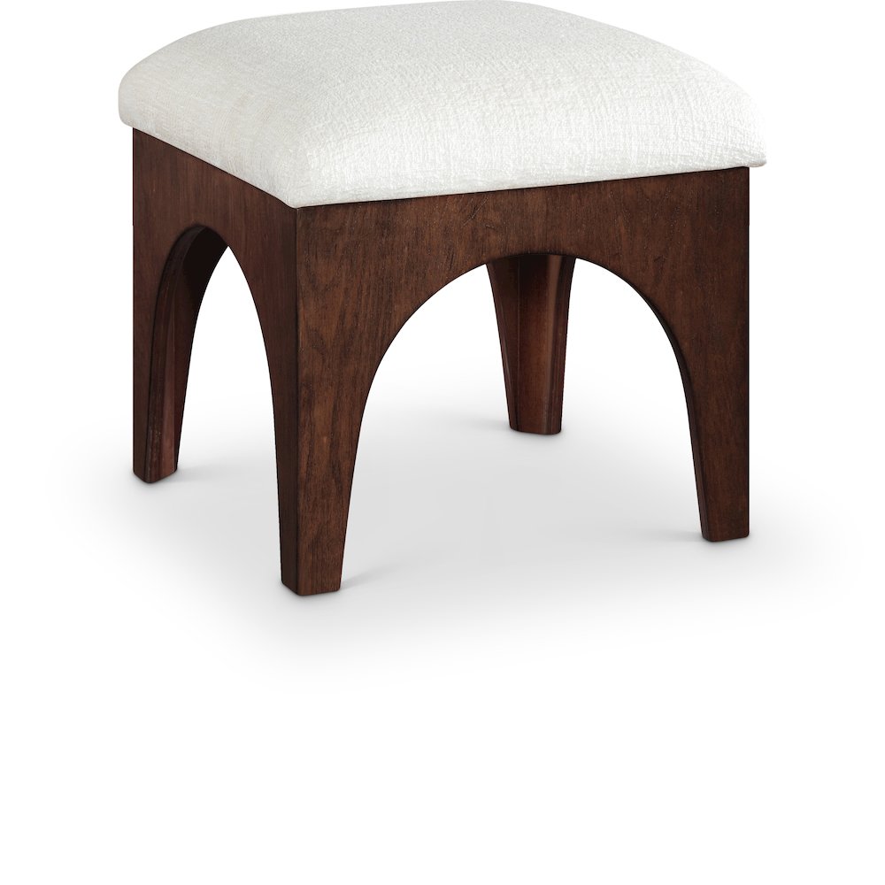Lawson Cream Chenille Fabric Upholstered Ottoman. Picture 1