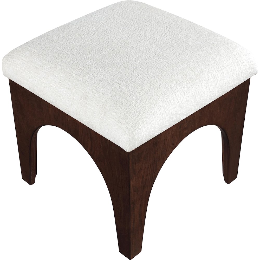Lawson Cream Chenille Fabric Upholstered Ottoman. Picture 7