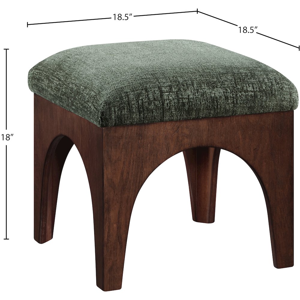 Lawson Green Chenille Fabric Upholstered Ottoman. Picture 4