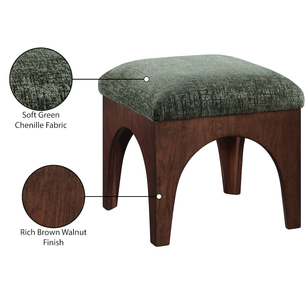 Lawson Green Chenille Fabric Upholstered Ottoman. Picture 5