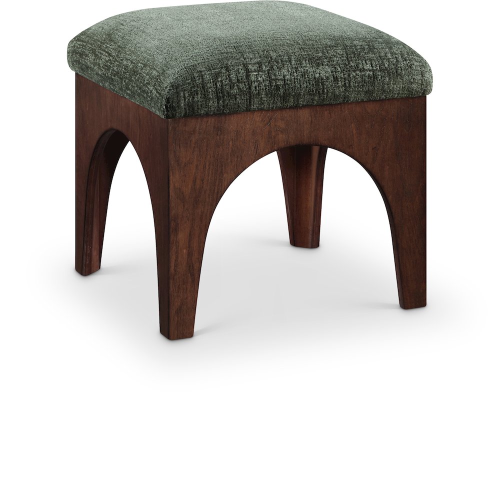 Lawson Green Chenille Fabric Upholstered Ottoman. Picture 1