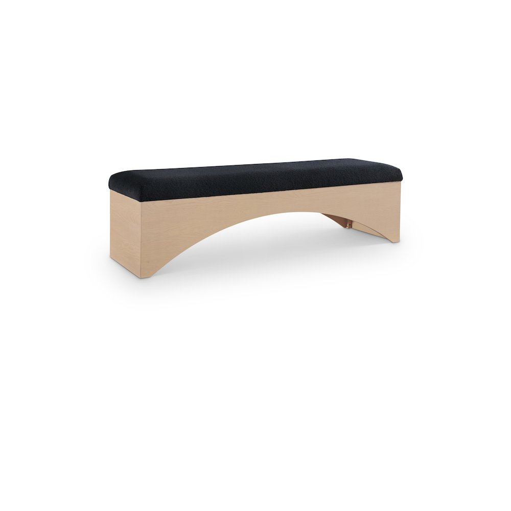 Lawson Black Velour Fur Fabric Bench. Picture 1