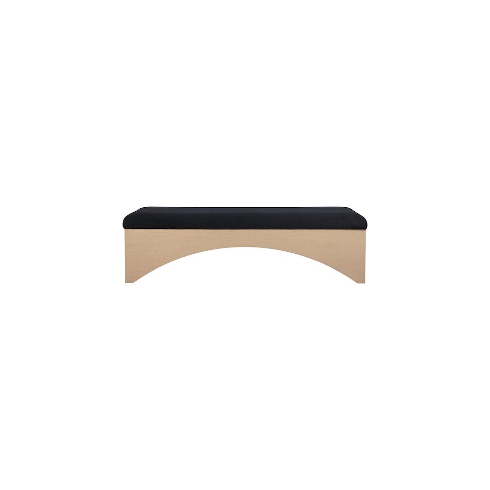 Lawson Black Velour Fur Fabric Bench. Picture 3