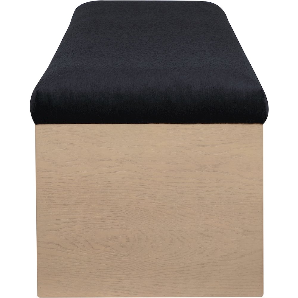 Lawson Black Velour Fur Fabric Bench. Picture 4