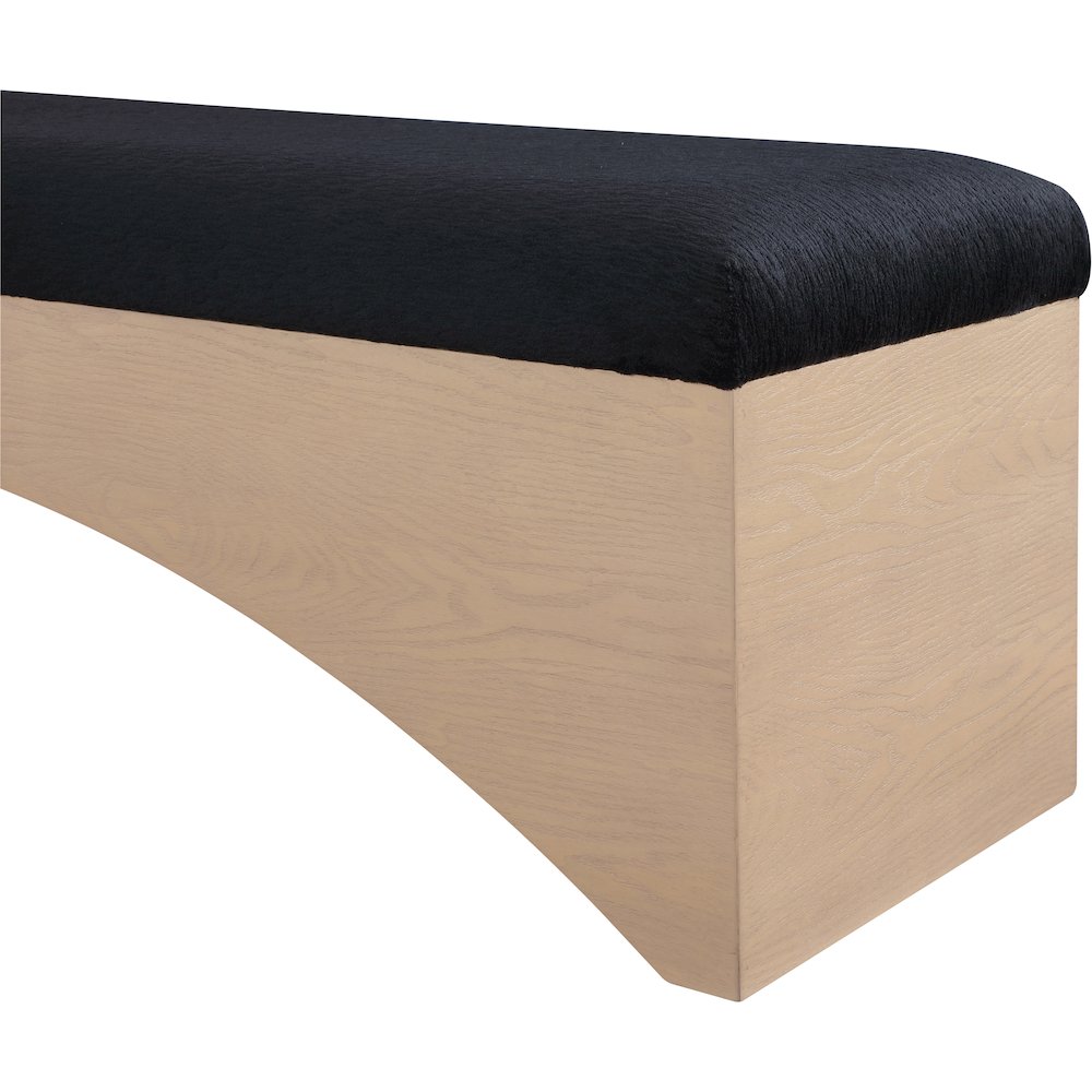 Lawson Black Velour Fur Fabric Bench. Picture 5