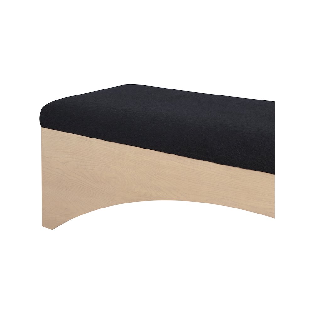 Lawson Black Velour Fur Fabric Bench. Picture 6