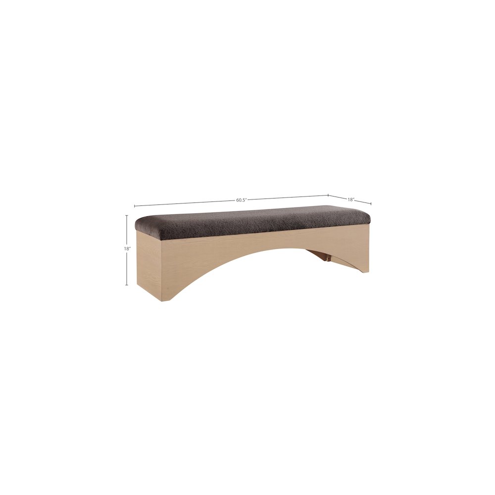 Lawson Brown Velour Fur Fabric Bench. Picture 7