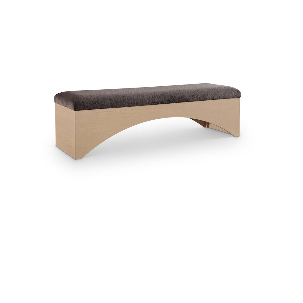 Lawson Brown Velour Fur Fabric Bench. Picture 1