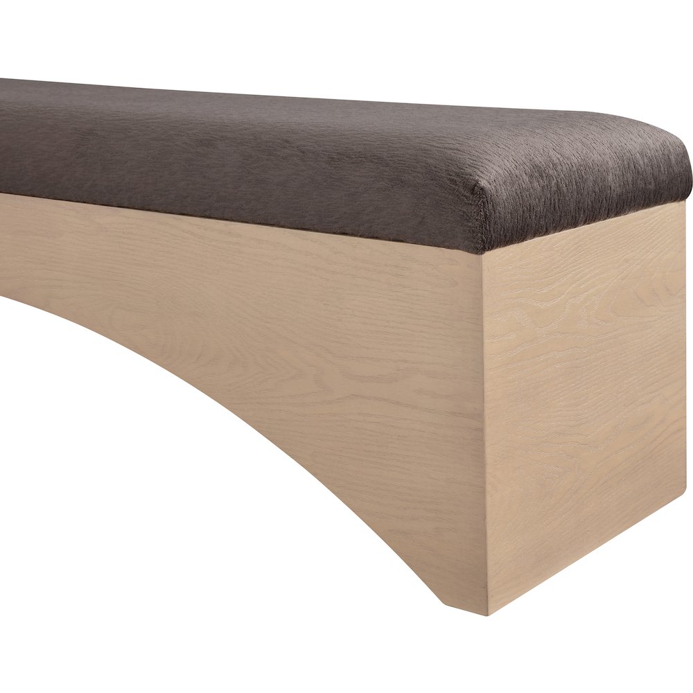 Lawson Brown Velour Fur Fabric Bench. Picture 5