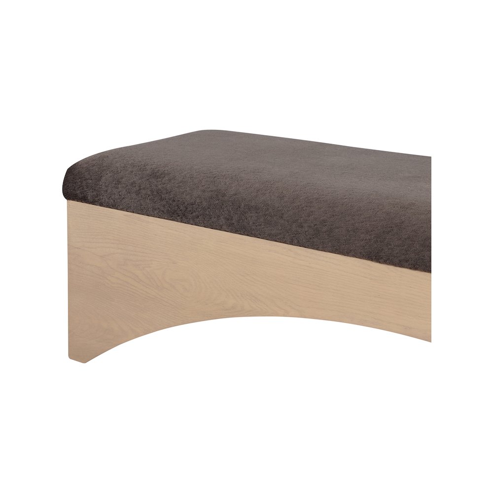 Lawson Brown Velour Fur Fabric Bench. Picture 6