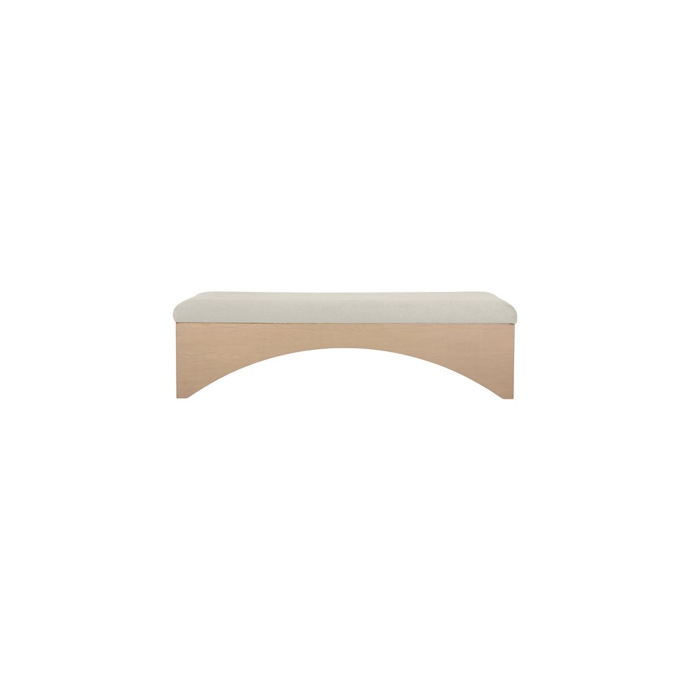 Lawson Cream Velour Fur Fabric Bench. Picture 3