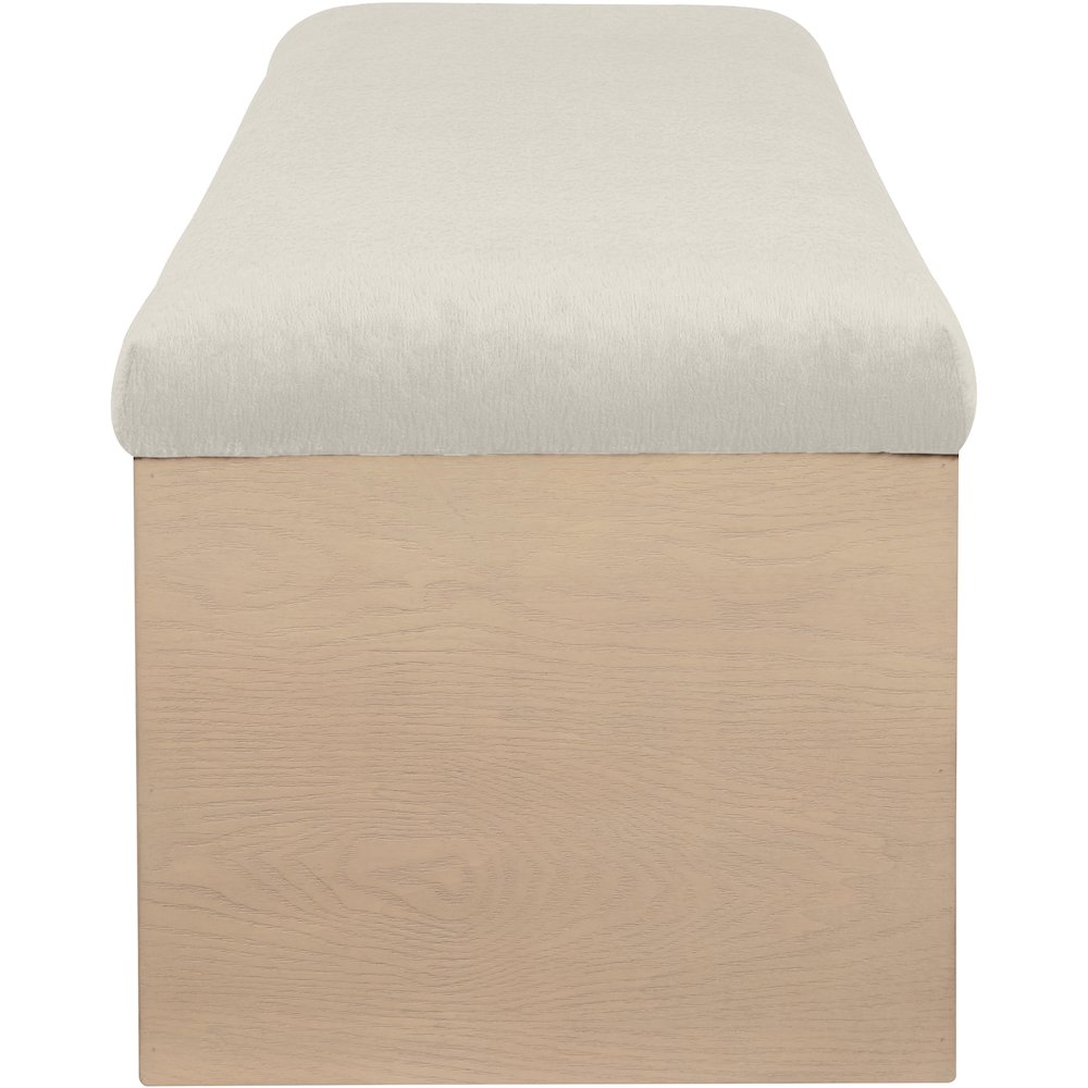 Lawson Cream Velour Fur Fabric Bench. Picture 4