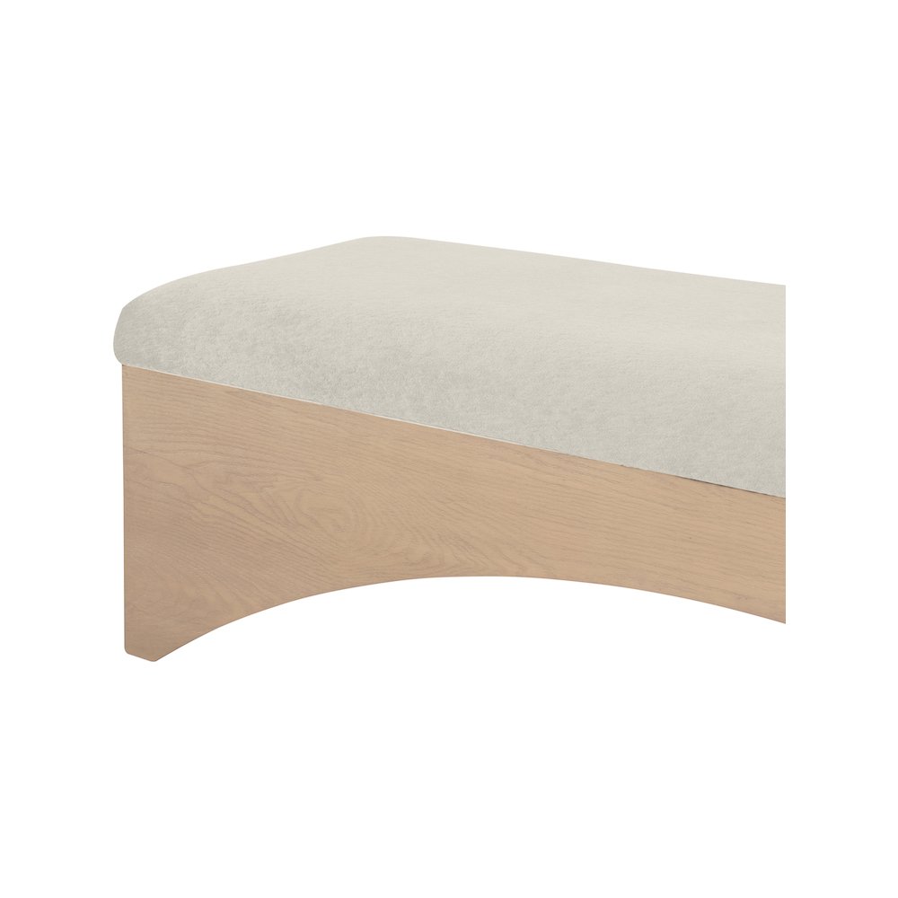Lawson Cream Velour Fur Fabric Bench. Picture 6