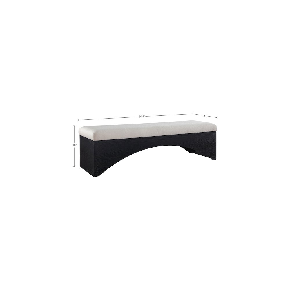 Lawson Beige Velour Fur Fabric Bench. Picture 7