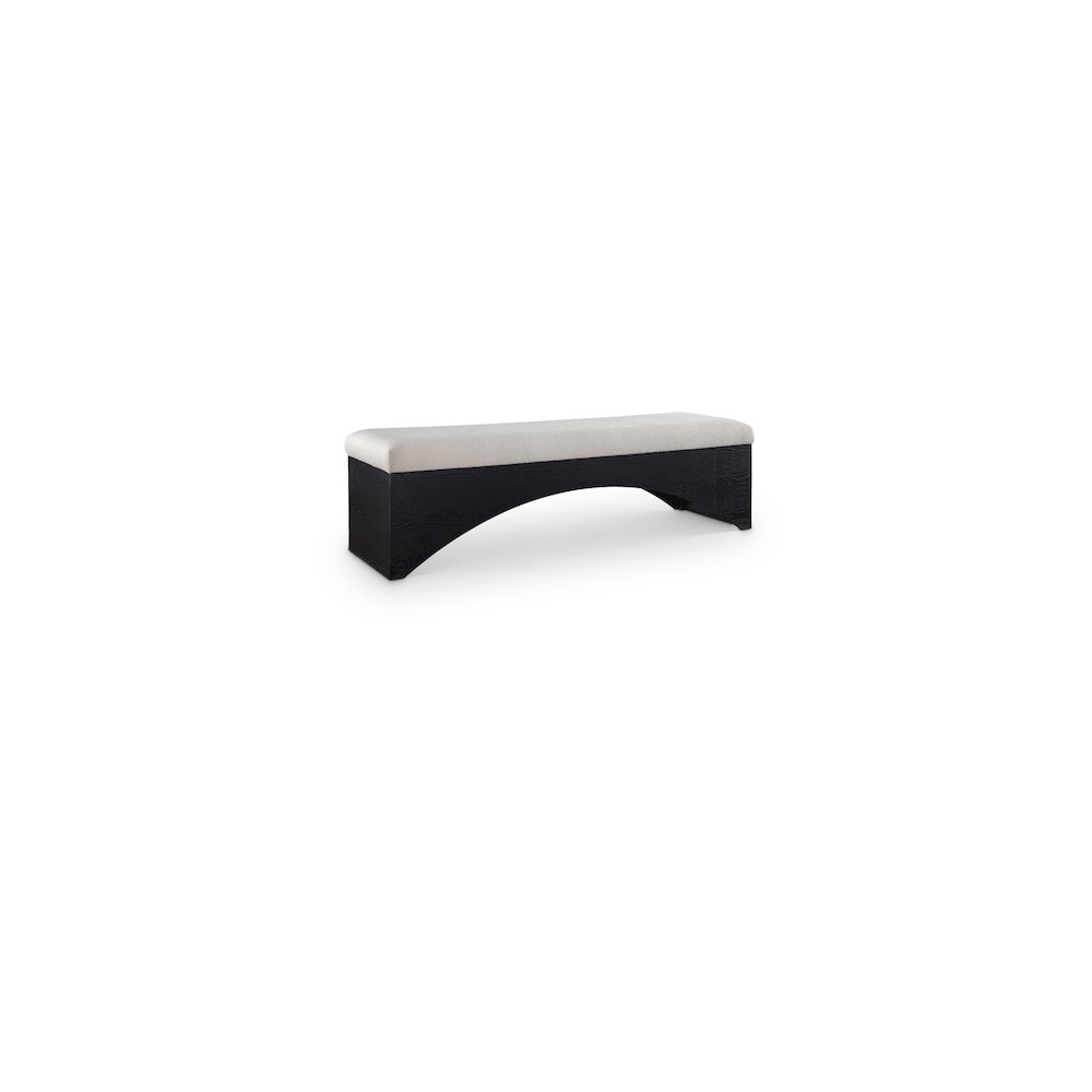 Lawson Beige Velour Fur Fabric Bench. Picture 1