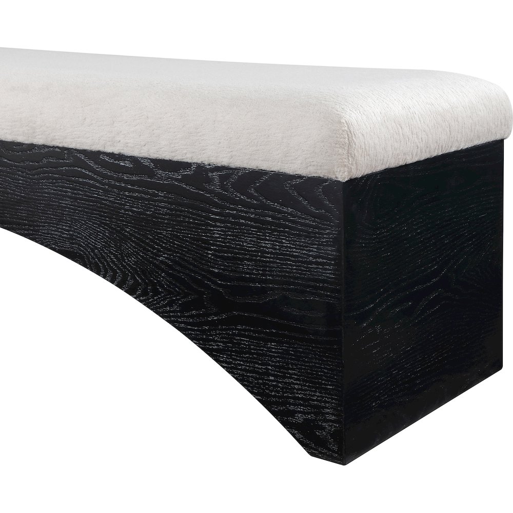 Lawson Beige Velour Fur Fabric Bench. Picture 5