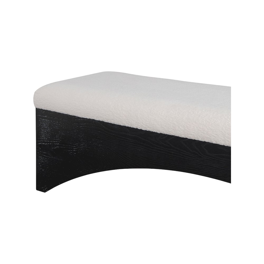 Lawson Beige Velour Fur Fabric Bench. Picture 6