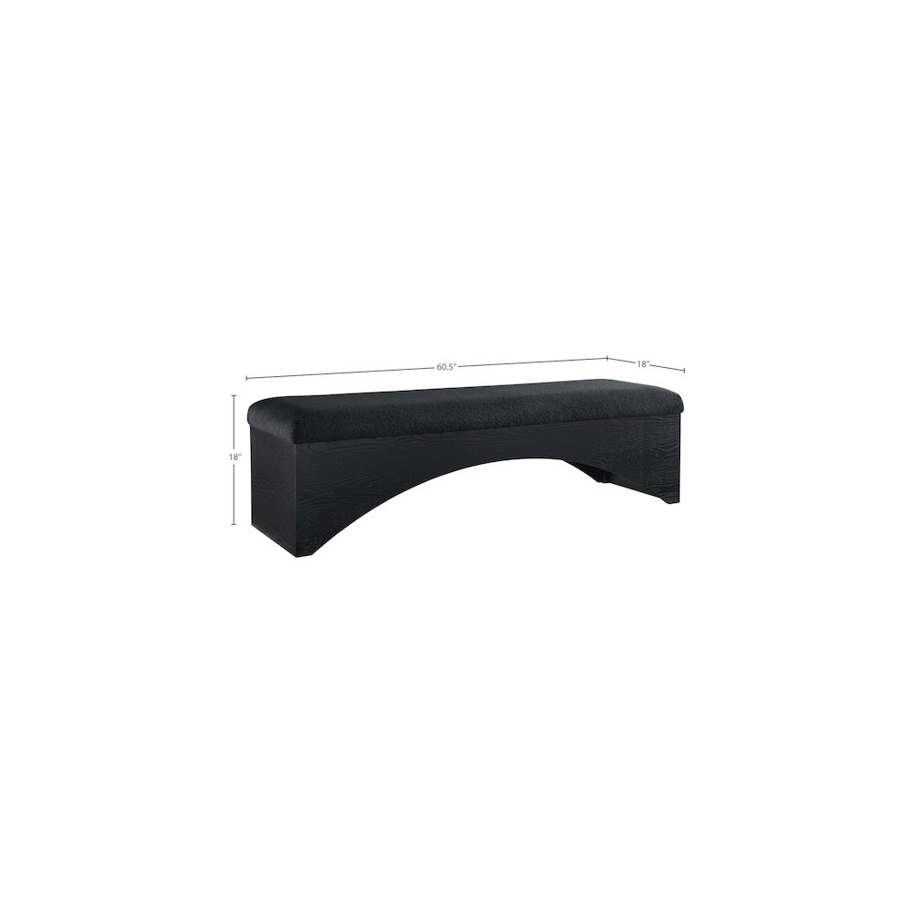 Lawson Black Velour Fur Fabric Bench. Picture 7