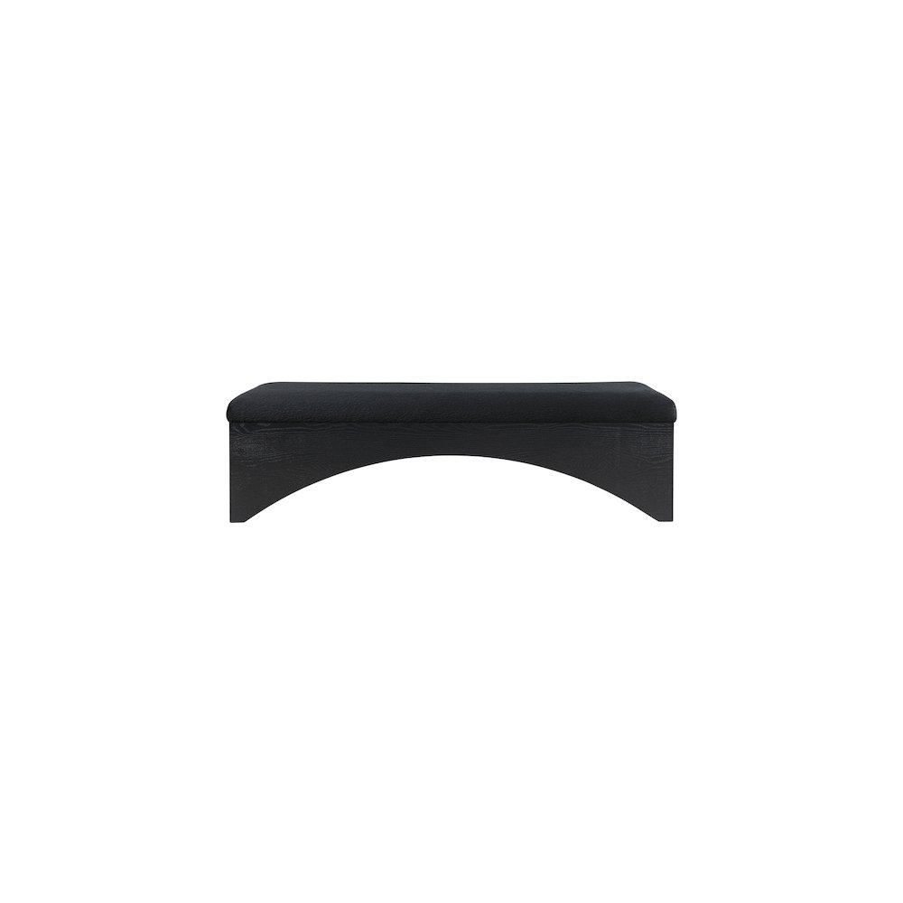 Lawson Black Velour Fur Fabric Bench. Picture 3