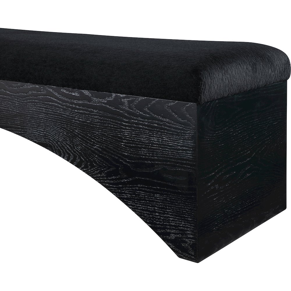 Lawson Black Velour Fur Fabric Bench. Picture 5