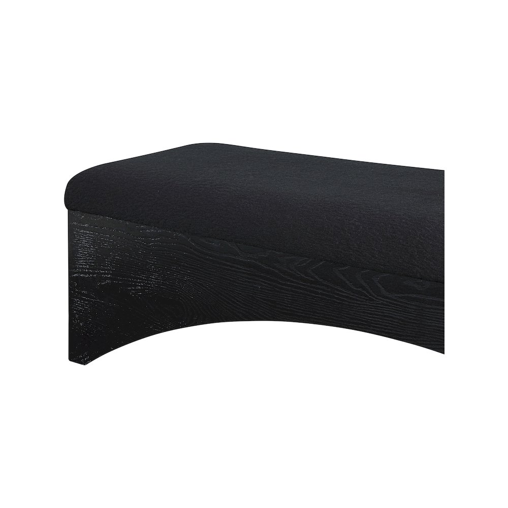 Lawson Black Velour Fur Fabric Bench. Picture 6