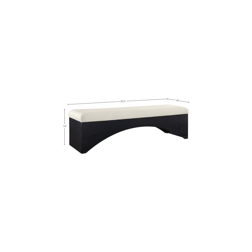 Lawson Cream Velour Fur Fabric Bench. Picture 7