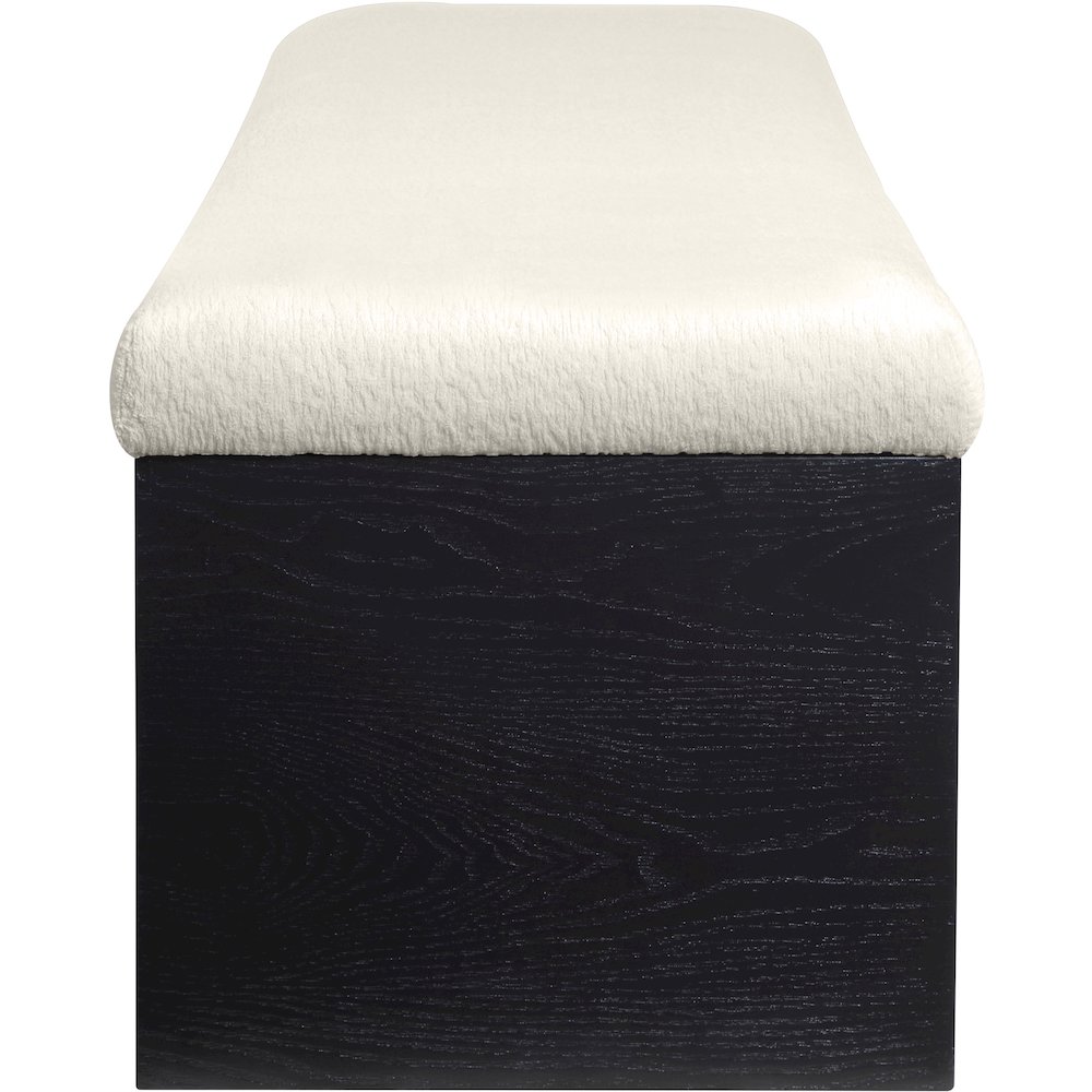 Lawson Cream Velour Fur Fabric Bench. Picture 4