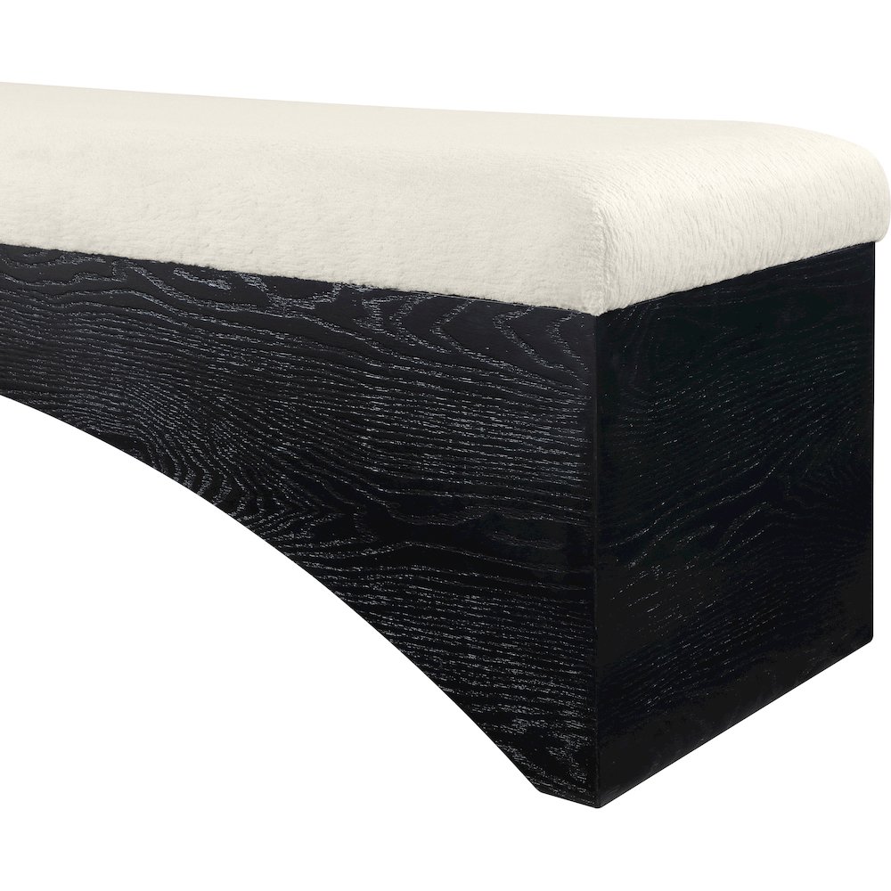 Lawson Cream Velour Fur Fabric Bench. Picture 5