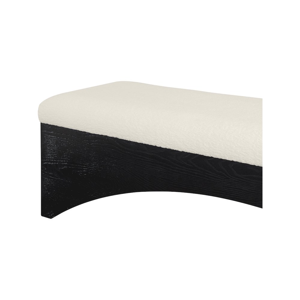 Lawson Cream Velour Fur Fabric Bench. Picture 6