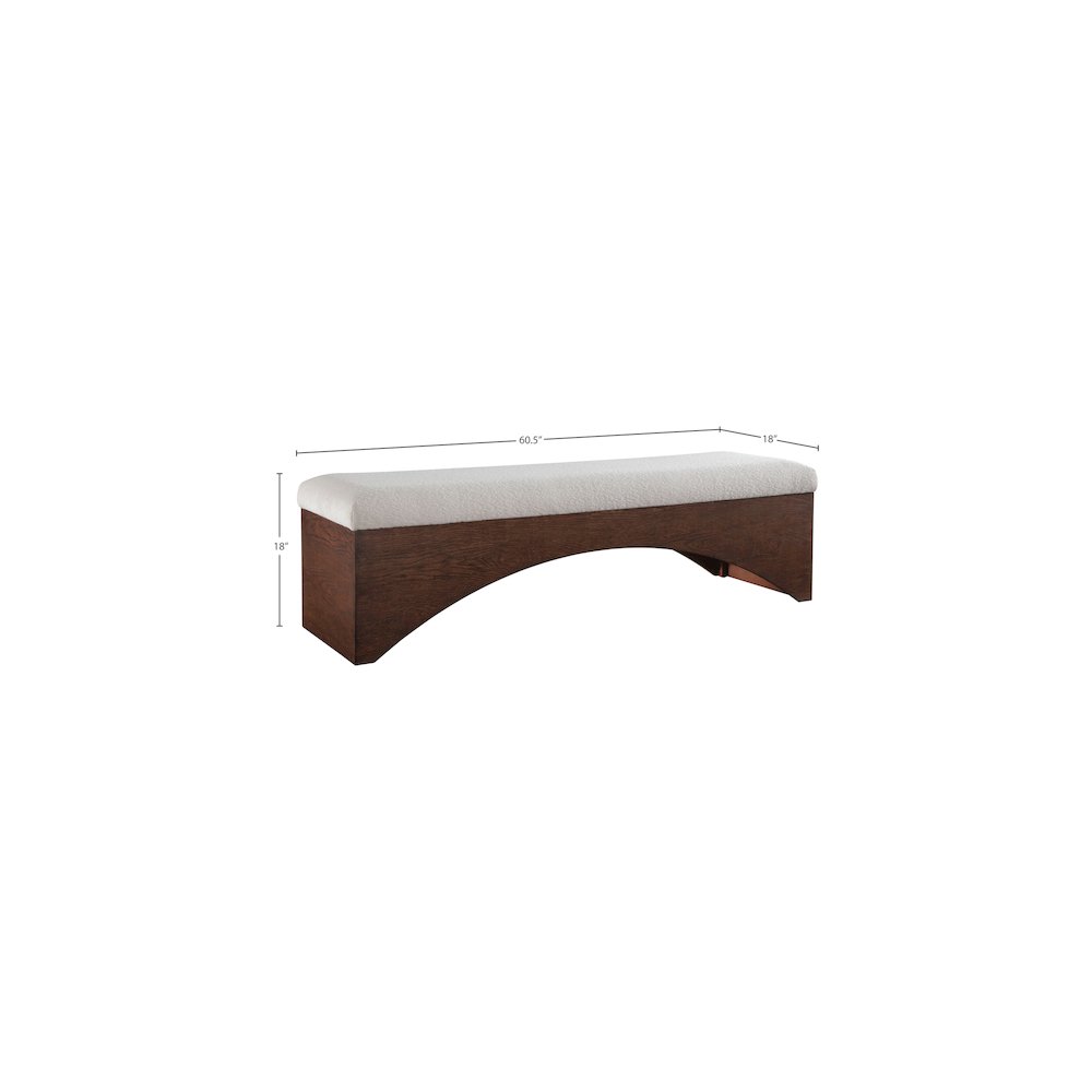 Lawson Beige Velour Fur Fabric Bench. Picture 7