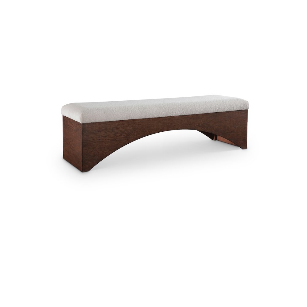 Lawson Beige Velour Fur Fabric Bench. Picture 1