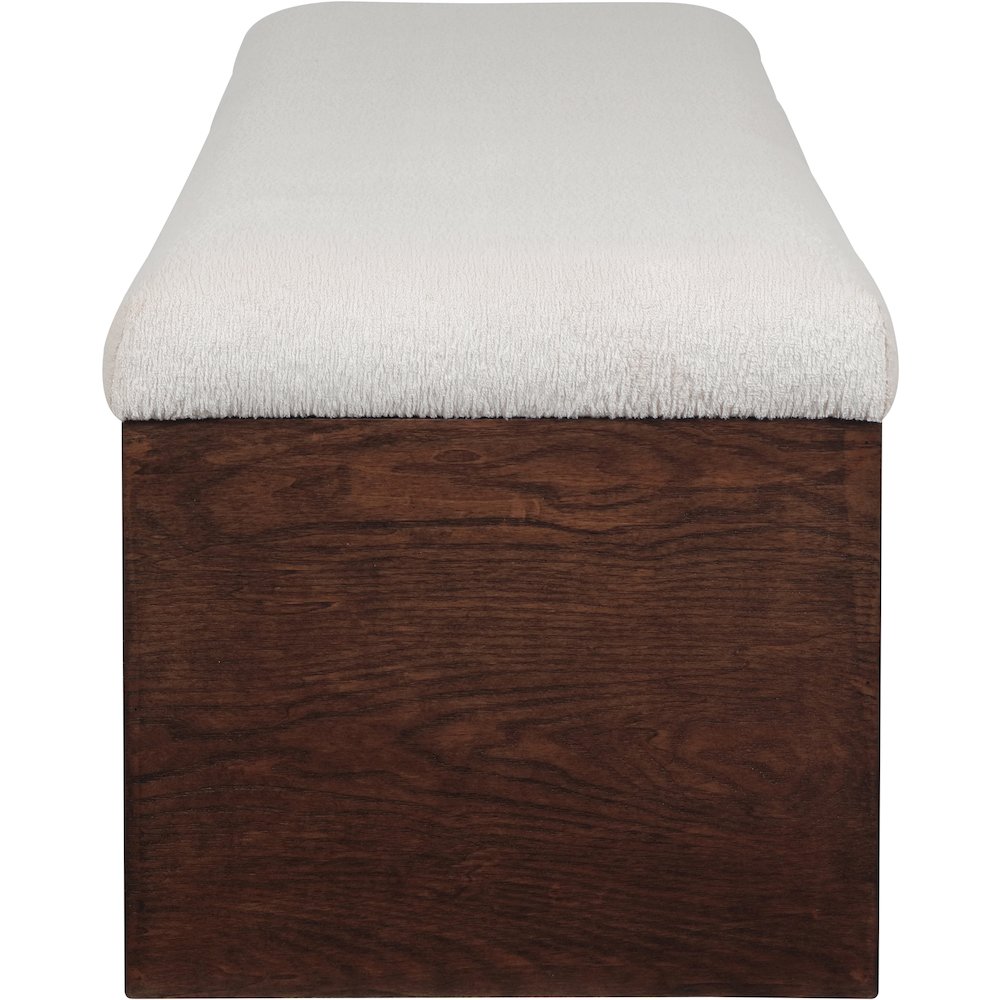 Lawson Beige Velour Fur Fabric Bench. Picture 4
