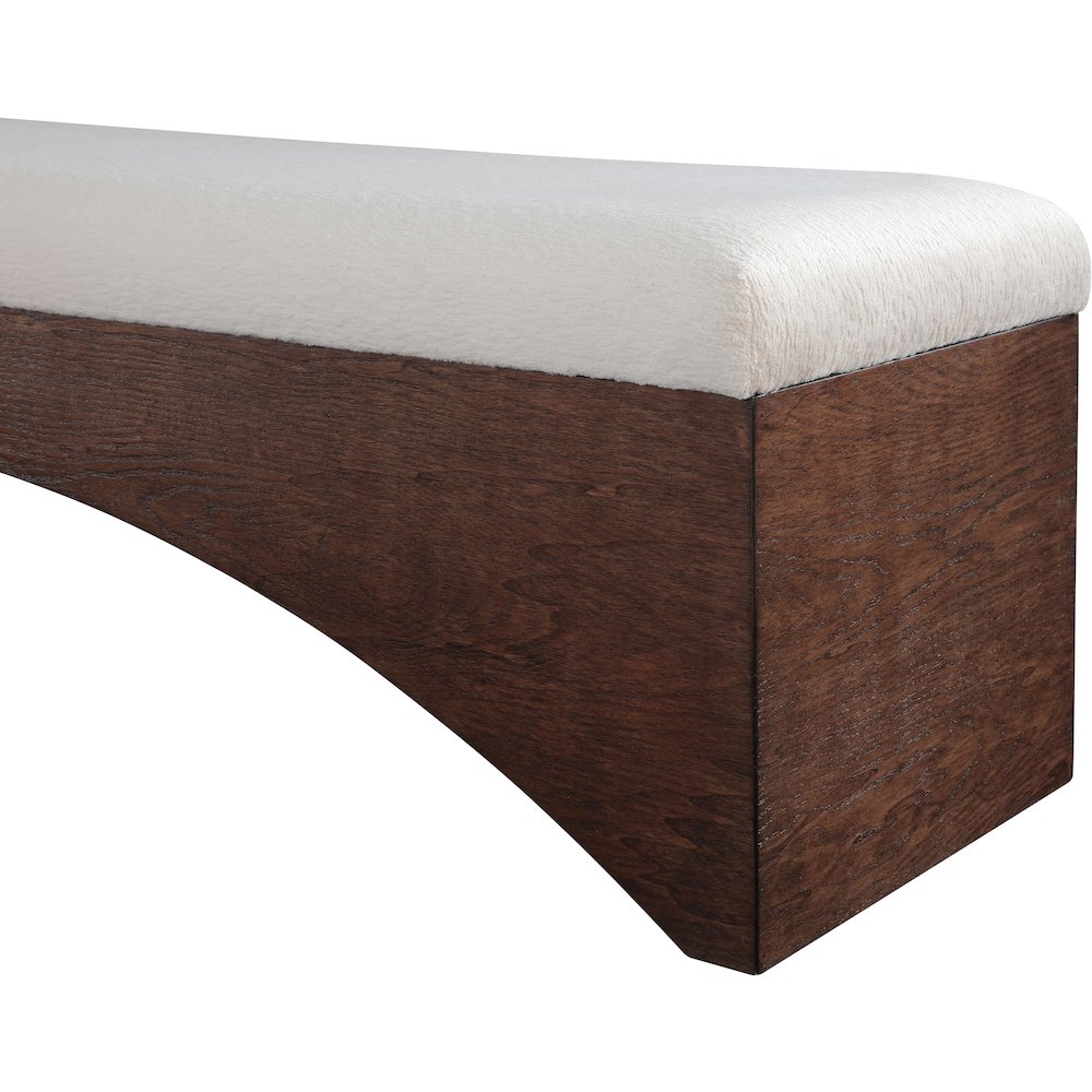 Lawson Beige Velour Fur Fabric Bench. Picture 5