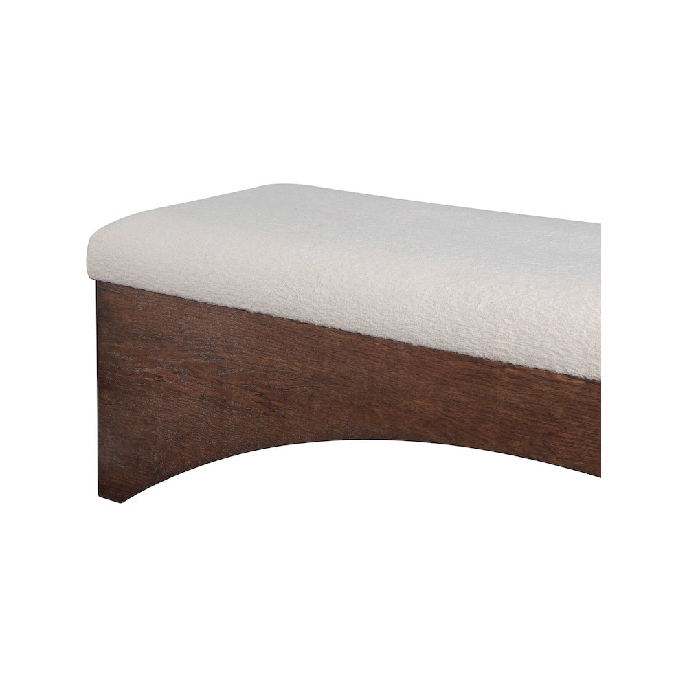 Lawson Beige Velour Fur Fabric Bench. Picture 6
