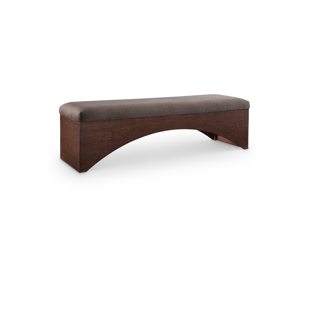 Lawson Brown Velour Fur Fabric Bench. Picture 1
