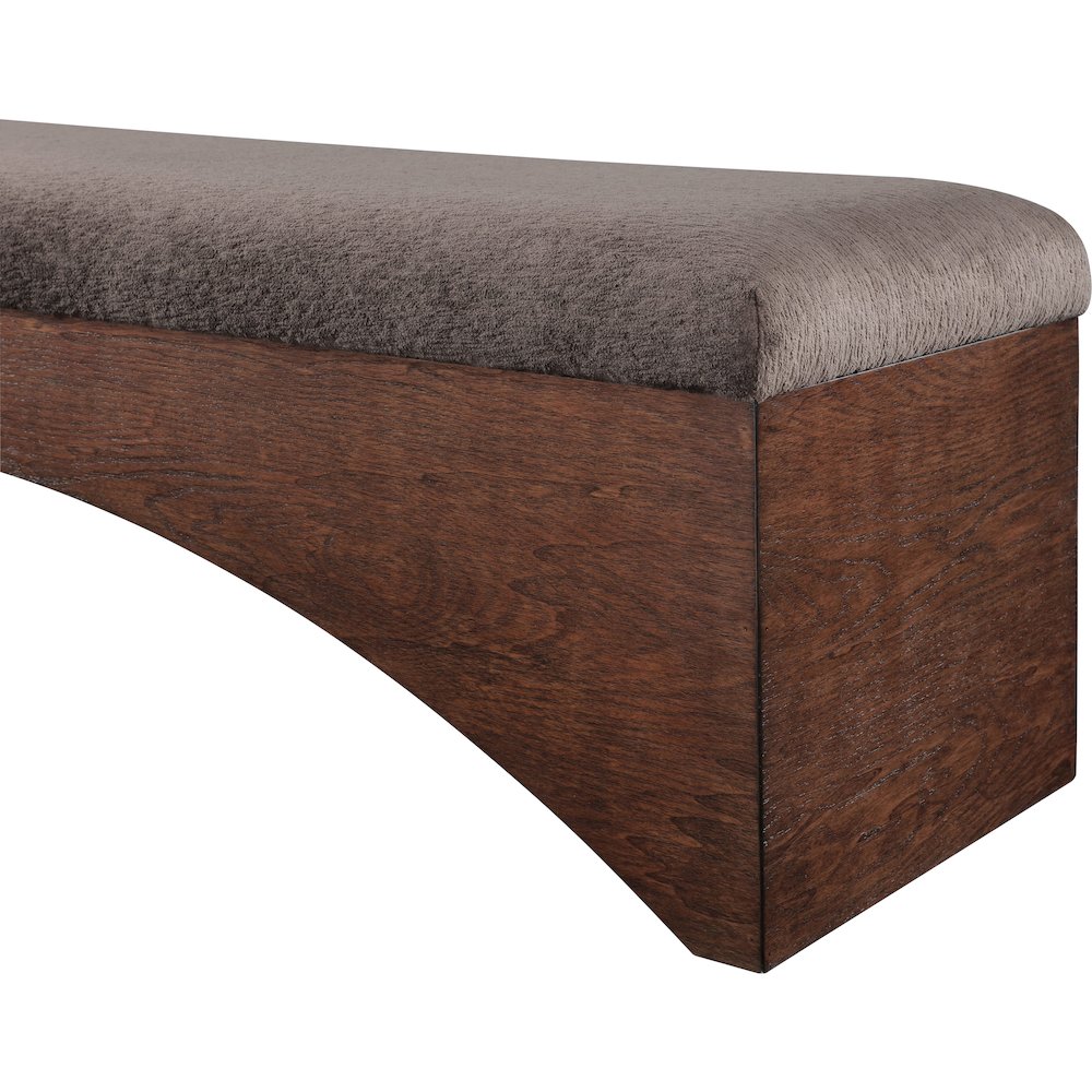 Lawson Brown Velour Fur Fabric Bench. Picture 5