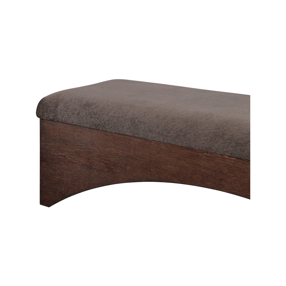 Lawson Brown Velour Fur Fabric Bench. Picture 6