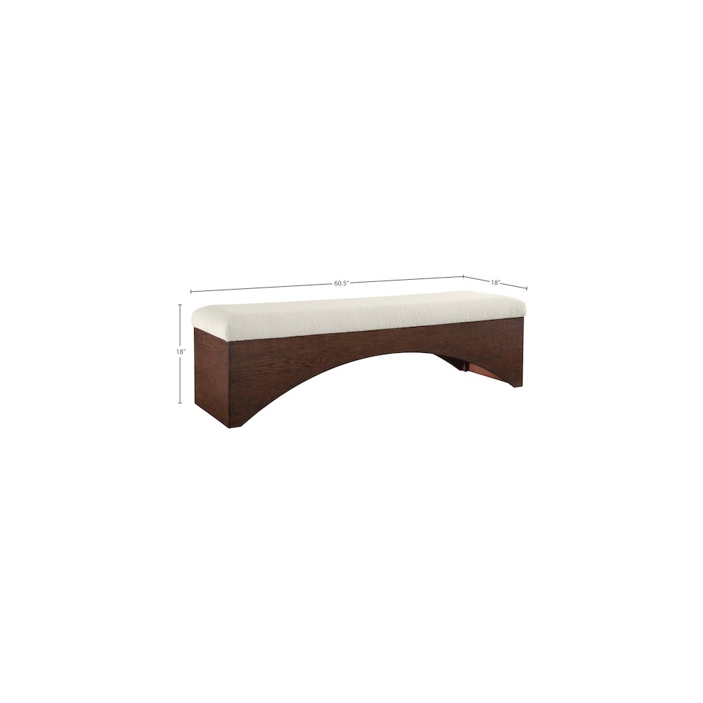 Lawson Cream Velour Fur Fabric Bench. Picture 7