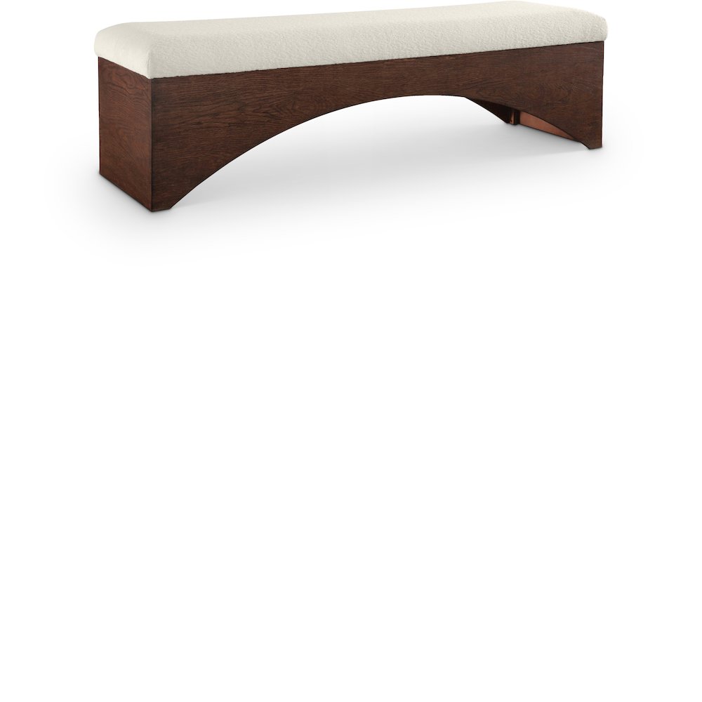 Lawson Cream Velour Fur Fabric Bench. Picture 1