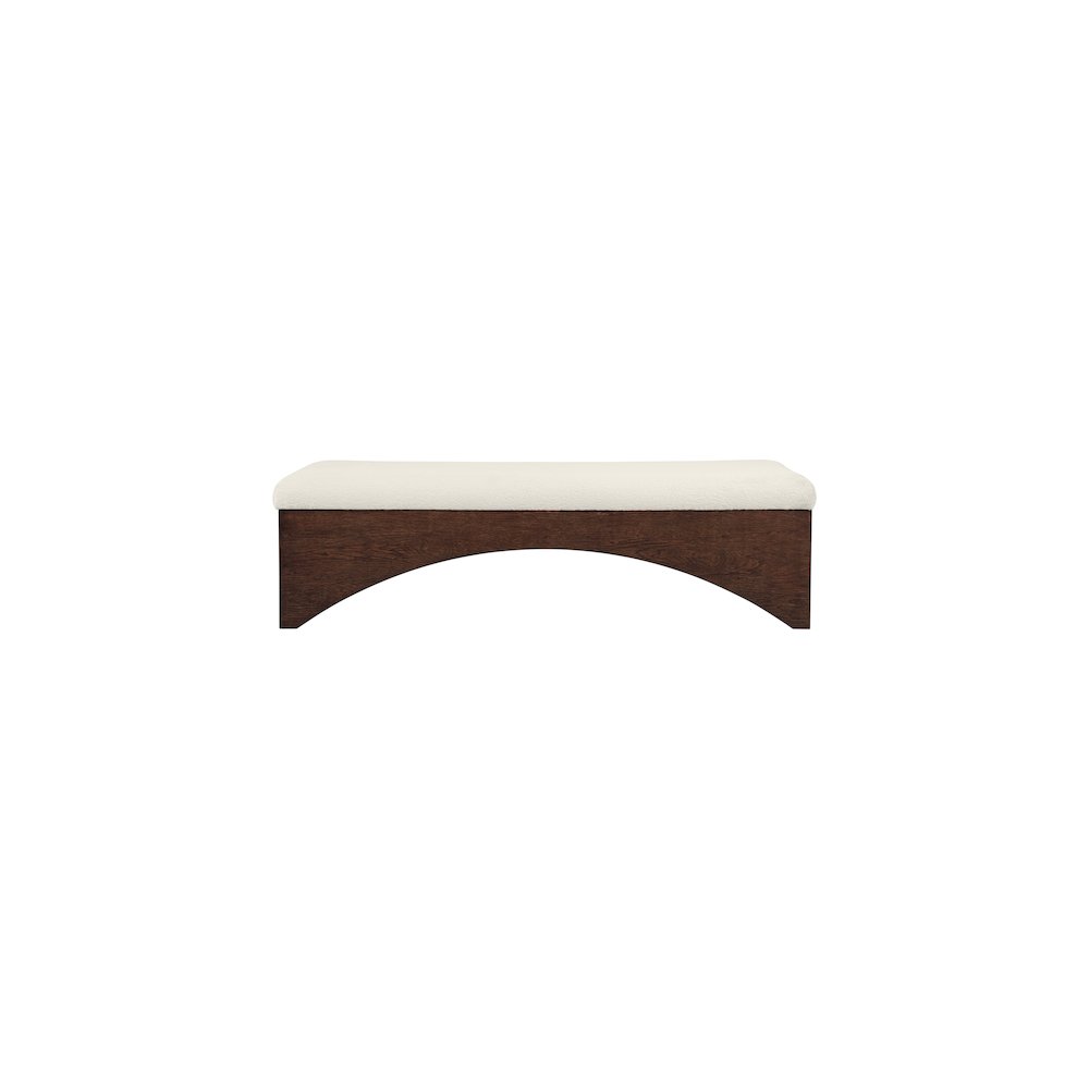 Lawson Cream Velour Fur Fabric Bench. Picture 3