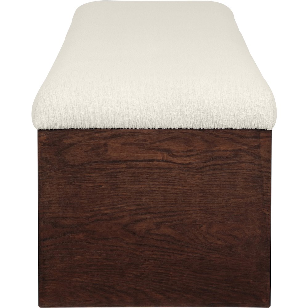Lawson Cream Velour Fur Fabric Bench. Picture 4