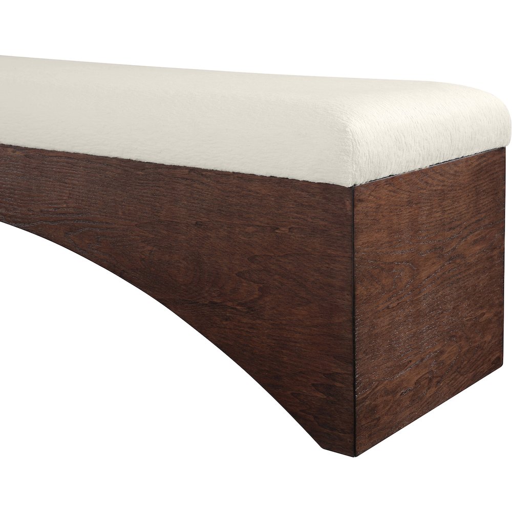 Lawson Cream Velour Fur Fabric Bench. Picture 5