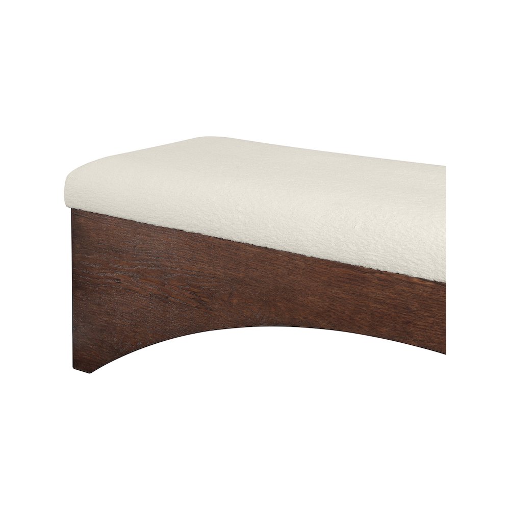 Lawson Cream Velour Fur Fabric Bench. Picture 6